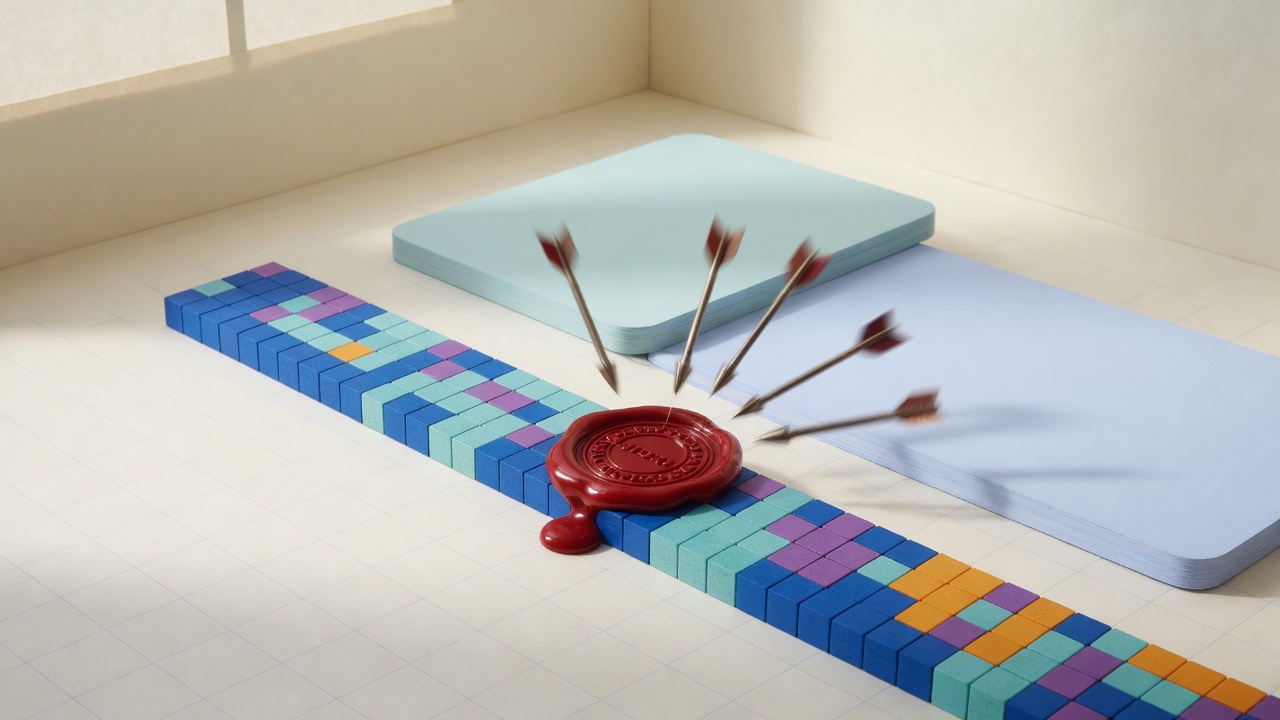 A wax seal on a cube path that later arrows cannot overwrite.