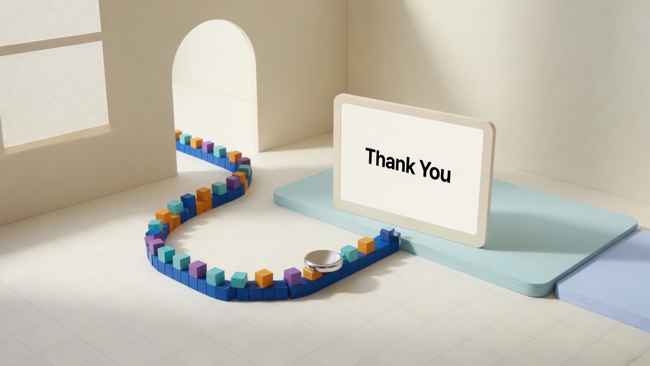 A visitor path of cubes returning to a Thank You page, with a session token on the path.